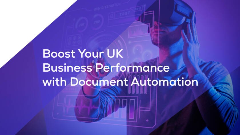Document Automation for UK Businesses concept image showing AI-powered business workflow automation and digital document management