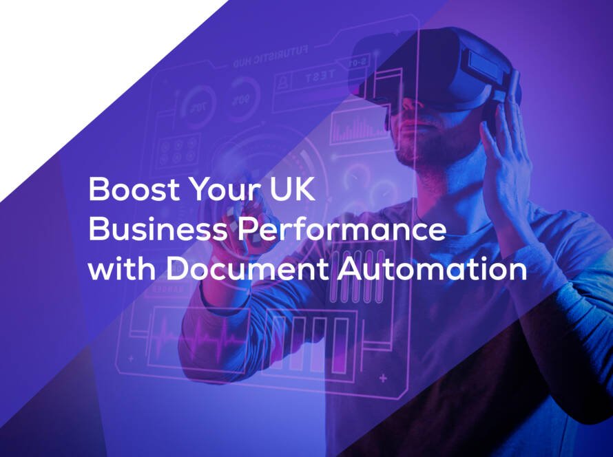 Document Automation for UK Businesses concept image showing AI-powered business workflow automation and digital document management