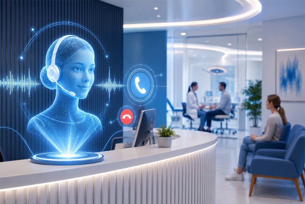 AI automation for healthcare with an AI voice assistant supporting hospital reception and patient services